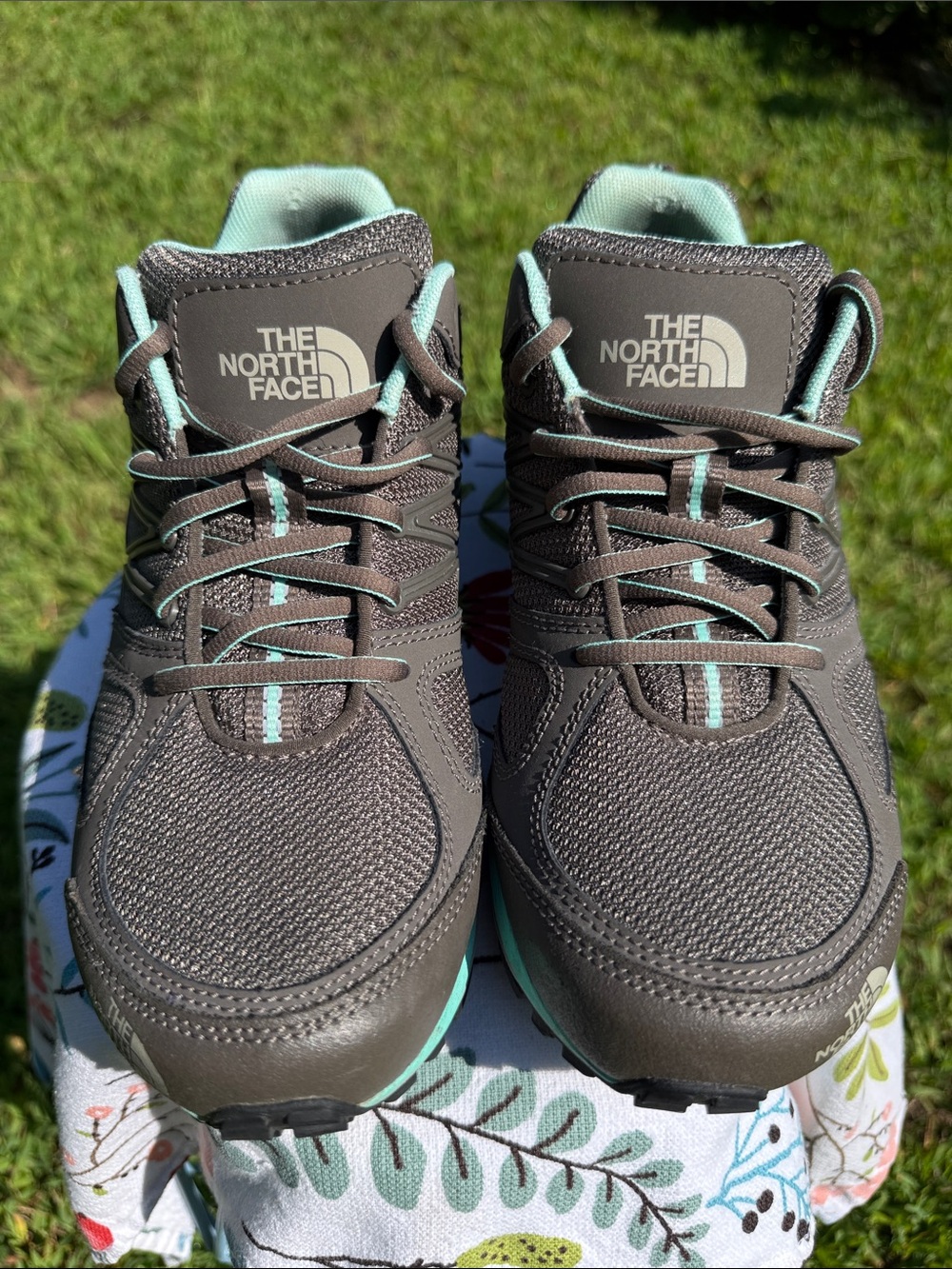 The North Face Women’s Gray with Teal Trail Sneakers